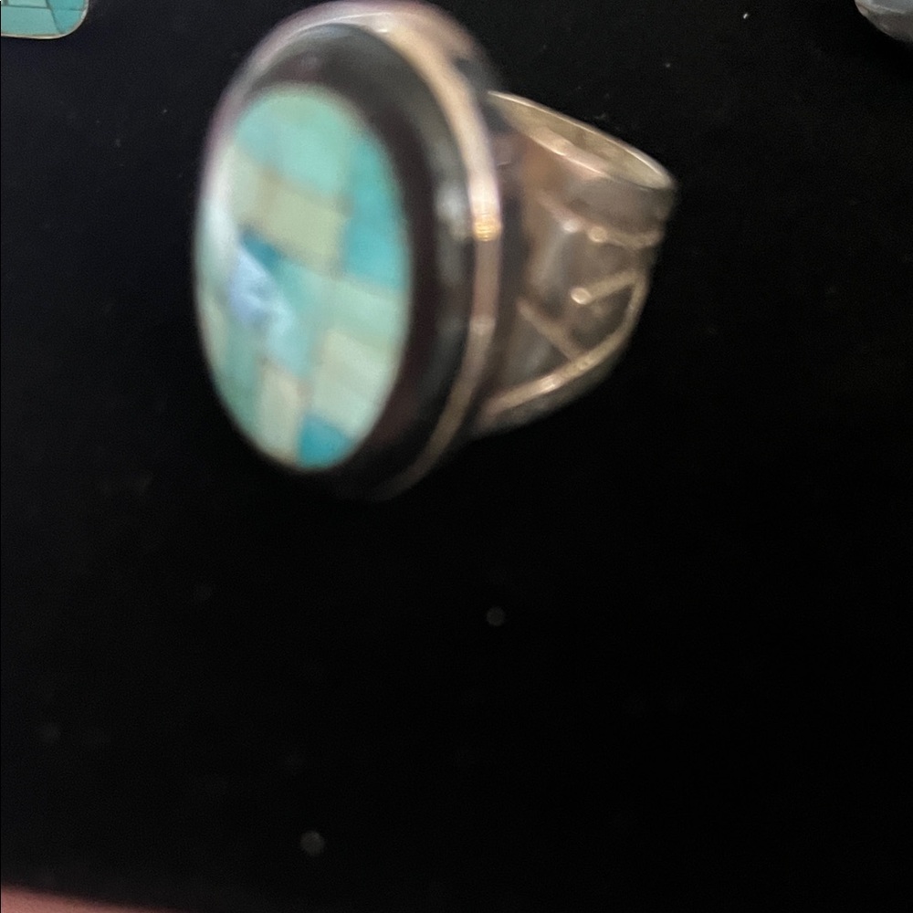 Mine Finds by Jay King Silver Ring with Turquoise Mosaic Oval